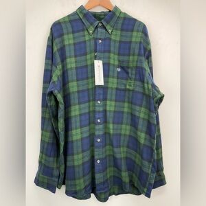 Saddlebred size XLT Big & Tall Men’s Blue Green Plaid Flannel Shirt NWT